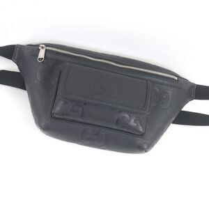 □gucci 645093 Leather Jumbo GG Embossed Logo Waist Bag Crossbody Bag Body Bag